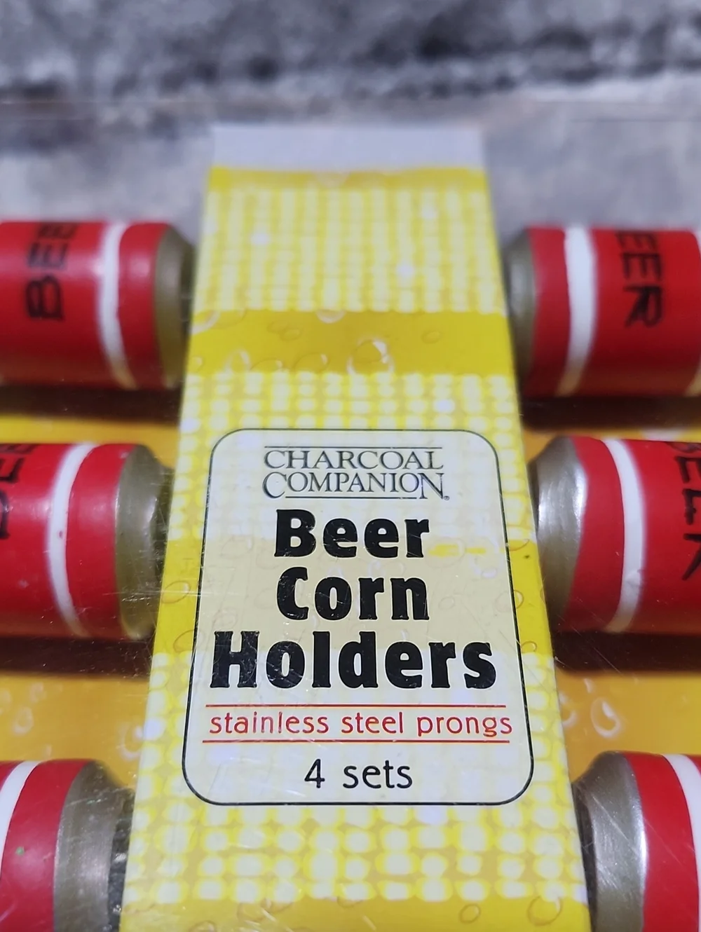 CHARCOAL COMPANION MINI RED BEER CAN CORN HOLDERS SET-OF-4